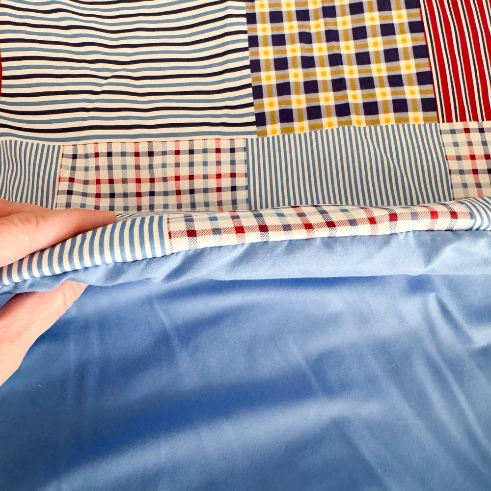 Vtg Tommy Hilfiger Madras‎ Patchwork Comforter Full Size Double Primary Colors